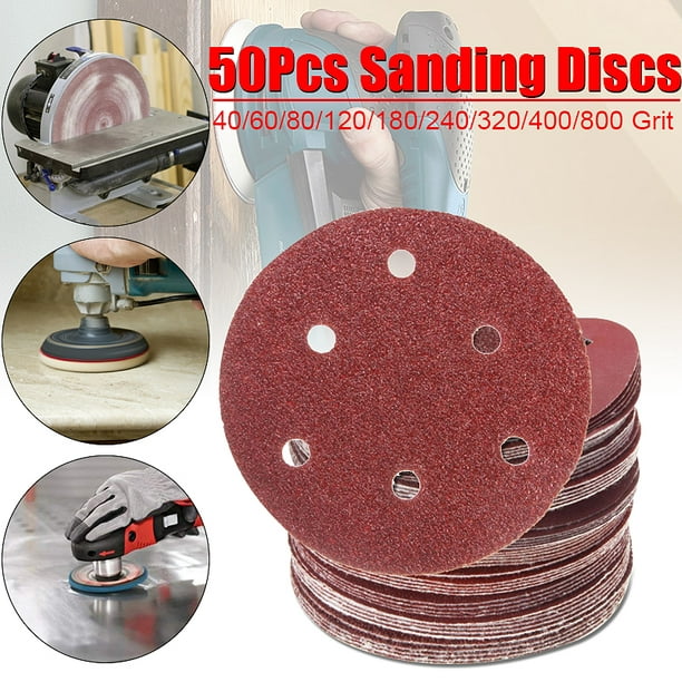 50PCS Finger Sanding Discs Pad Mat Sandpaper Brown 60/80/120/180/240#